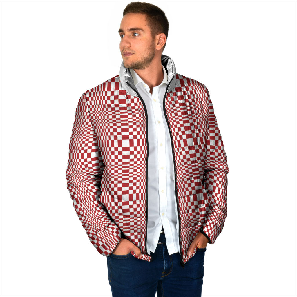 Red White Filipino Binakol Motifs Padded Jacket Mabuhay Philippines Festival Kusikus Pattern