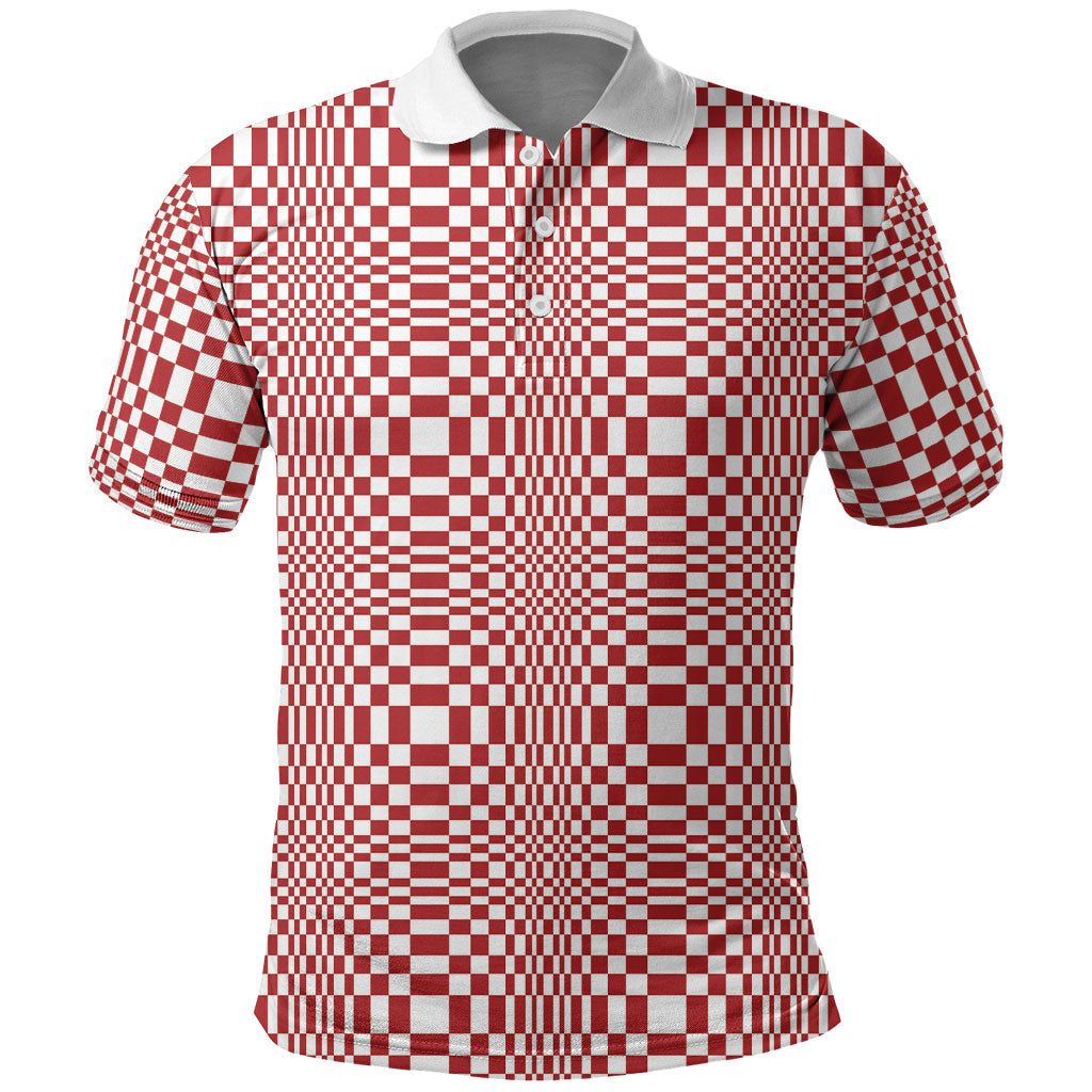 Red White Filipino Binakol Motifs Polo Shirt Mabuhay Philippines Festival Kusikus Pattern