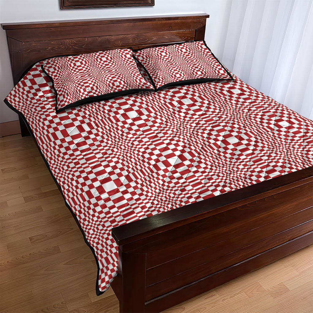Red White Filipino Binakol Motifs Quilt Bed Set Mabuhay Philippines Festival Kusikus Pattern