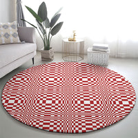 Red White Filipino Binakol Motifs Round Carpet Mabuhay Philippines Festival Kusikus Pattern