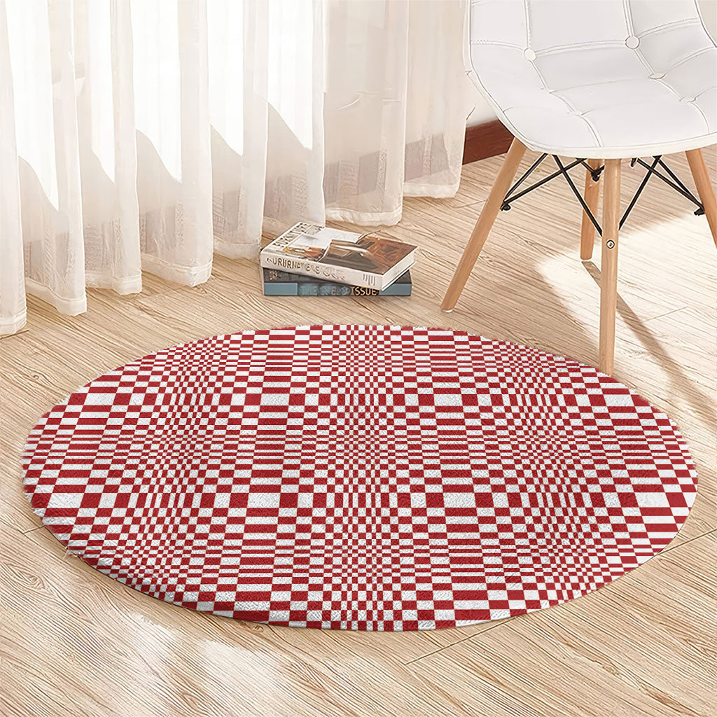 Red White Filipino Binakol Motifs Round Carpet Mabuhay Philippines Festival Kusikus Pattern