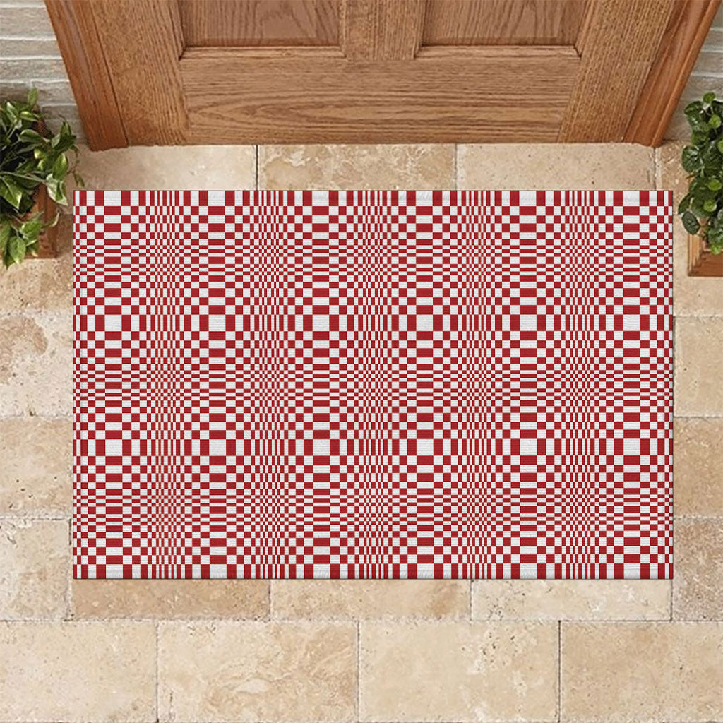 Red White Filipino Binakol Motifs Rubber Doormat Mabuhay Philippines Festival Kusikus Pattern