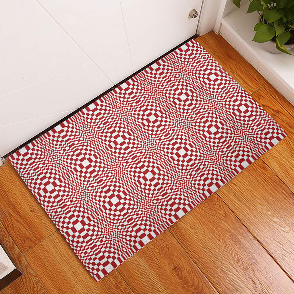 Red White Filipino Binakol Motifs Rubber Doormat Mabuhay Philippines Festival Kusikus Pattern