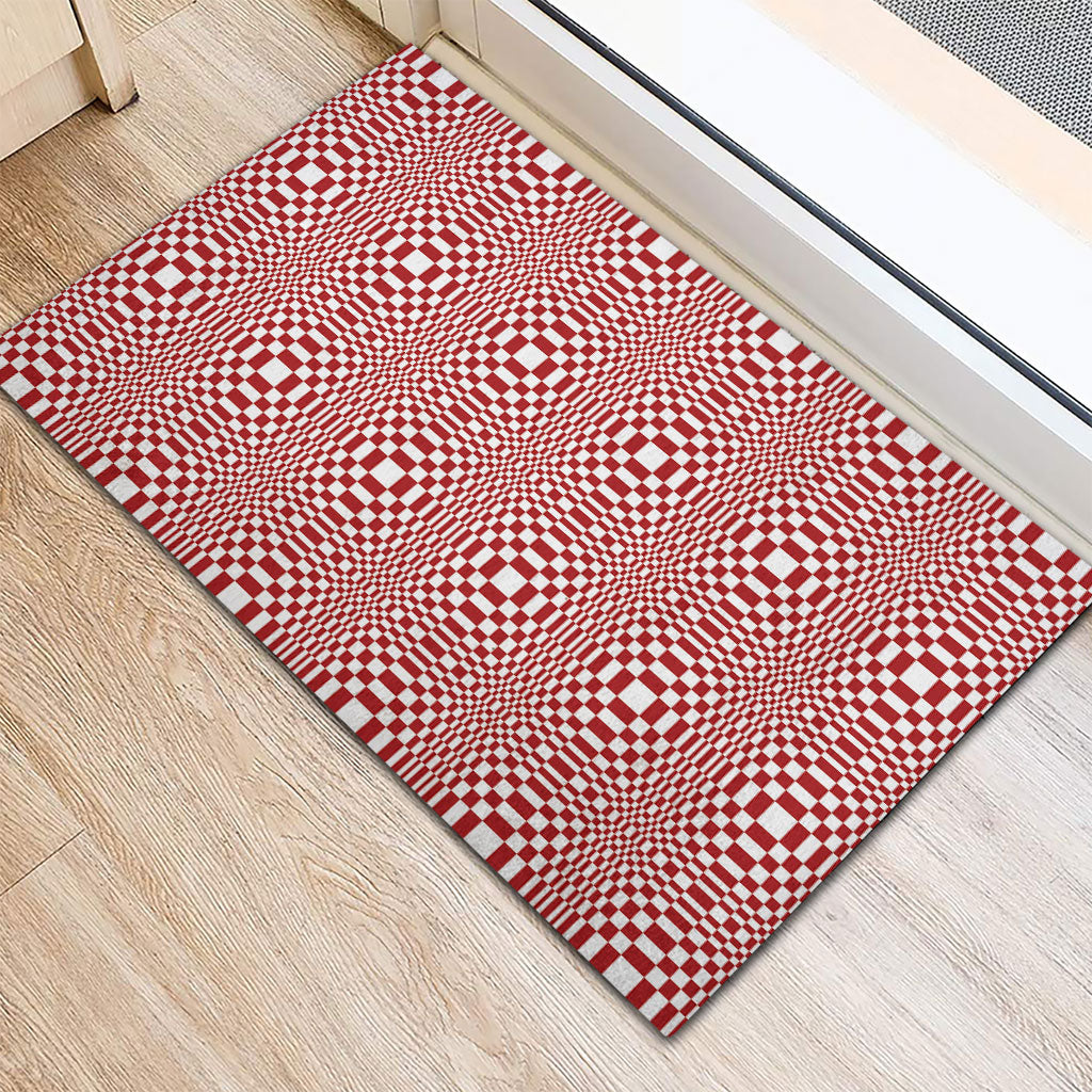 Red White Filipino Binakol Motifs Rubber Doormat Mabuhay Philippines Festival Kusikus Pattern