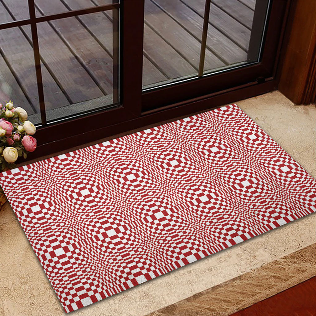 Red White Filipino Binakol Motifs Rubber Doormat Mabuhay Philippines Festival Kusikus Pattern
