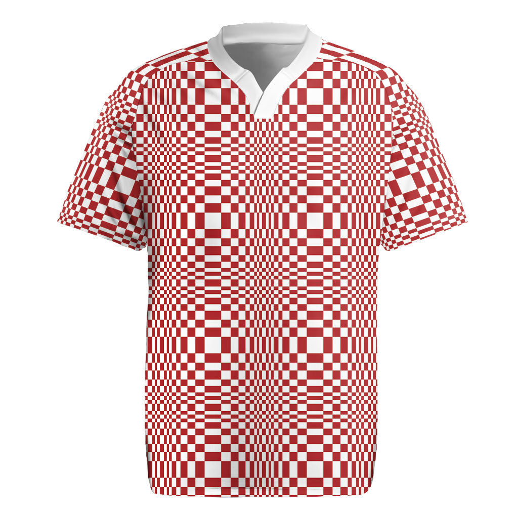 Red White Filipino Binakol Motifs Rugby Jersey Mabuhay Philippines Festival Kusikus Pattern