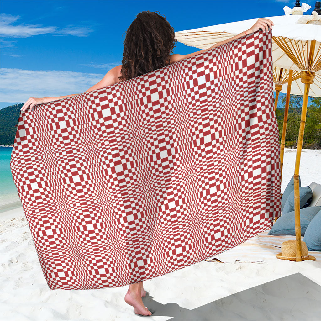 Red White Filipino Binakol Motifs Sarong Mabuhay Philippines Festival Kusikus Pattern