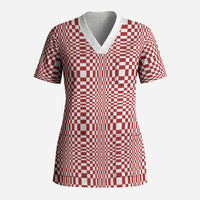 Red White Filipino Binakol Motifs Scrub Top Mabuhay Philippines Festival Kusikus Pattern