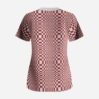 Red White Filipino Binakol Motifs Scrub Top Mabuhay Philippines Festival Kusikus Pattern