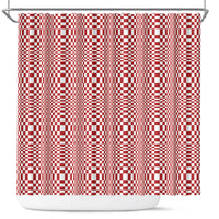 Red White Filipino Binakol Motifs Shower Curtain Mabuhay Philippines Festival Kusikus Pattern