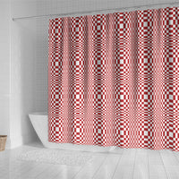 Red White Filipino Binakol Motifs Shower Curtain Mabuhay Philippines Festival Kusikus Pattern