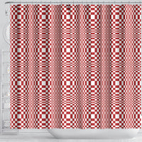 Red White Filipino Binakol Motifs Shower Curtain Mabuhay Philippines Festival Kusikus Pattern