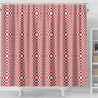 Red White Filipino Binakol Motifs Shower Curtain Mabuhay Philippines Festival Kusikus Pattern