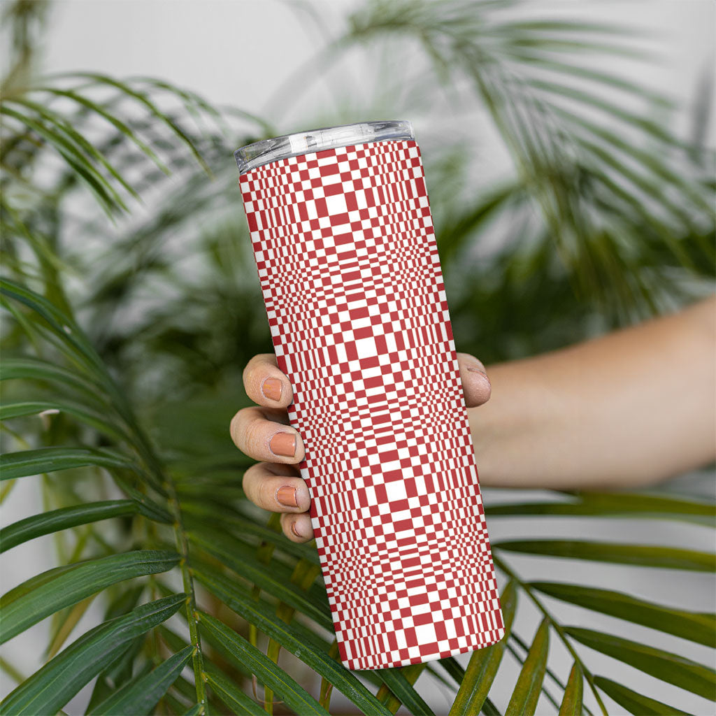 Red White Filipino Binakol Motifs Skinny Tumbler Mabuhay Philippines Festival Kusikus Pattern