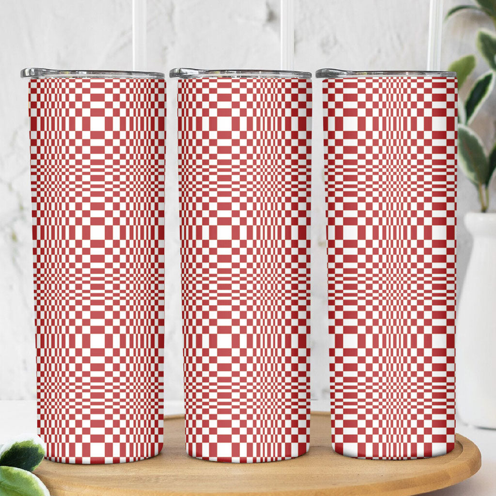 Red White Filipino Binakol Motifs Skinny Tumbler Mabuhay Philippines Festival Kusikus Pattern