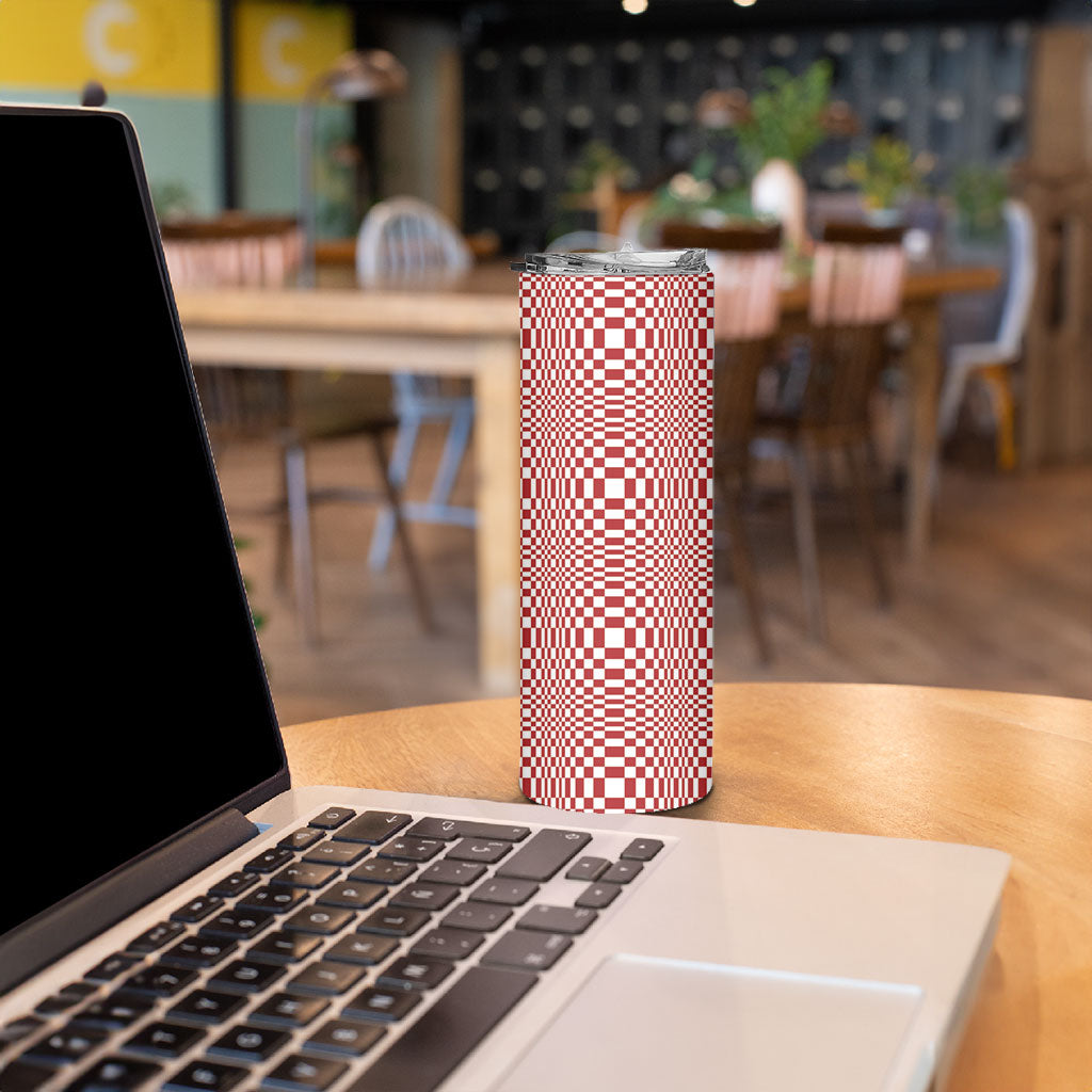 Red White Filipino Binakol Motifs Skinny Tumbler Mabuhay Philippines Festival Kusikus Pattern