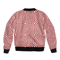 Red White Filipino Binakol Motifs Sleeve Zip Bomber Jacket Mabuhay Philippines Festival Kusikus Pattern