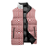 Red White Filipino Binakol Motifs Sleeveless Puffer Jacket Mabuhay Philippines Festival Kusikus Pattern