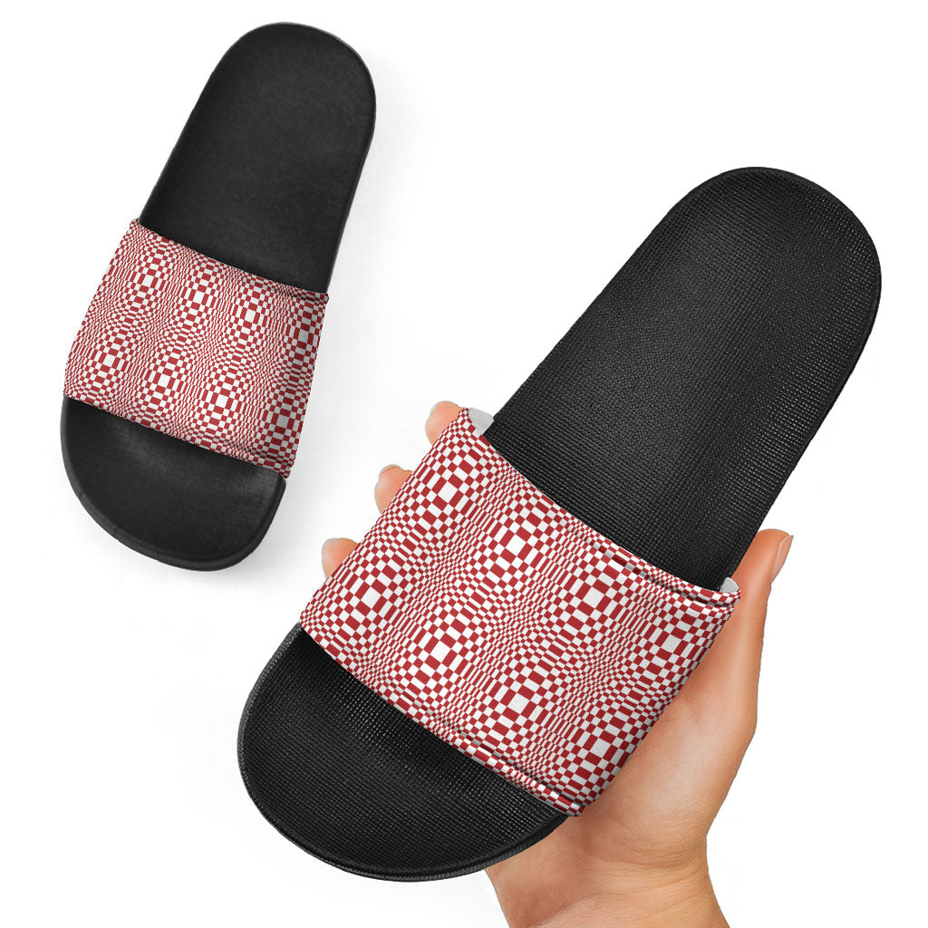 Red White Filipino Binakol Motifs Slide Sandals Mabuhay Philippines Festival Kusikus Pattern