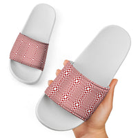Red White Filipino Binakol Motifs Slide Sandals Mabuhay Philippines Festival Kusikus Pattern