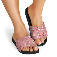 Red White Filipino Binakol Motifs Slide Sandals Mabuhay Philippines Festival Kusikus Pattern