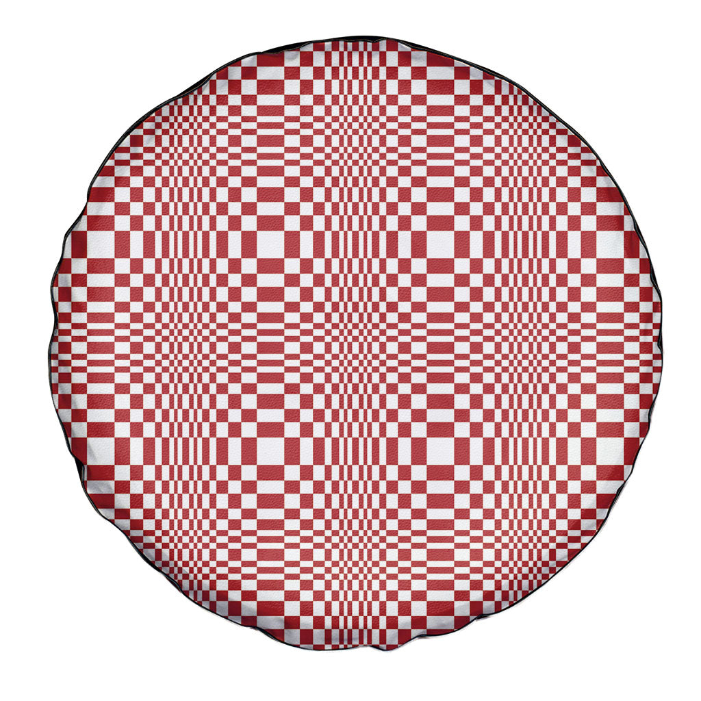 Red White Filipino Binakol Motifs Spare Tire Cover Mabuhay Philippines Festival Kusikus Pattern