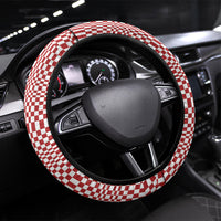 Red White Filipino Binakol Motifs Steering Wheel Cover Mabuhay Philippines Festival Kusikus Pattern