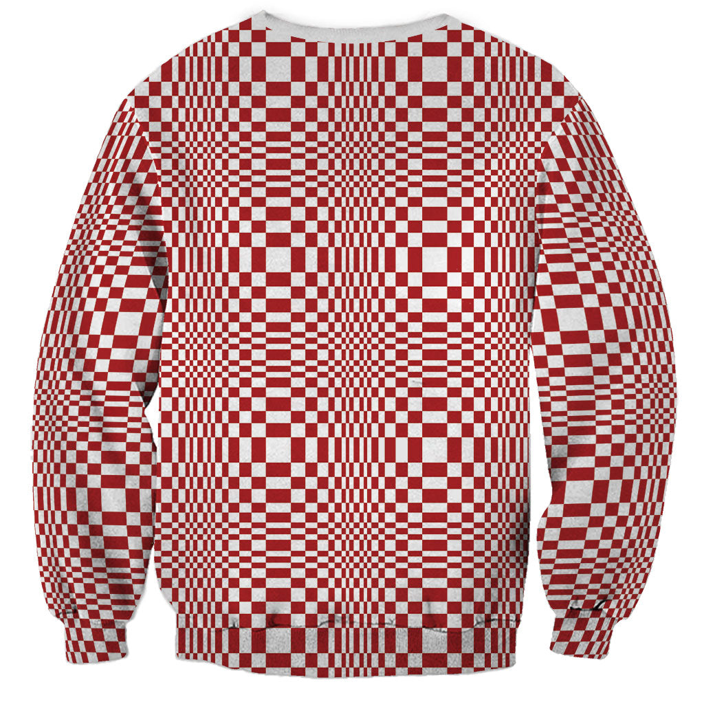 Red White Filipino Binakol Motifs Sweatshirt Mabuhay Philippines Festival Kusikus Pattern