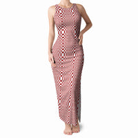 Red White Filipino Binakol Motifs Tank Maxi Dress Mabuhay Philippines Festival Kusikus Pattern