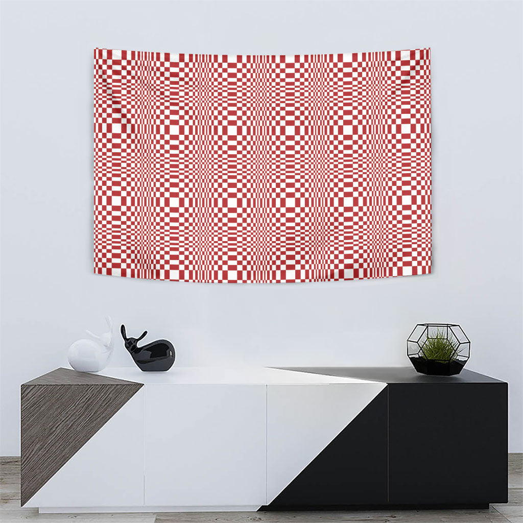Red White Filipino Binakol Motifs Tapestry Mabuhay Philippines Festival Kusikus Pattern
