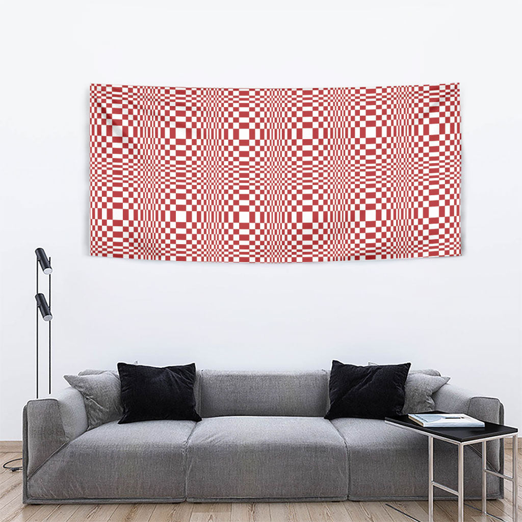 Red White Filipino Binakol Motifs Tapestry Mabuhay Philippines Festival Kusikus Pattern