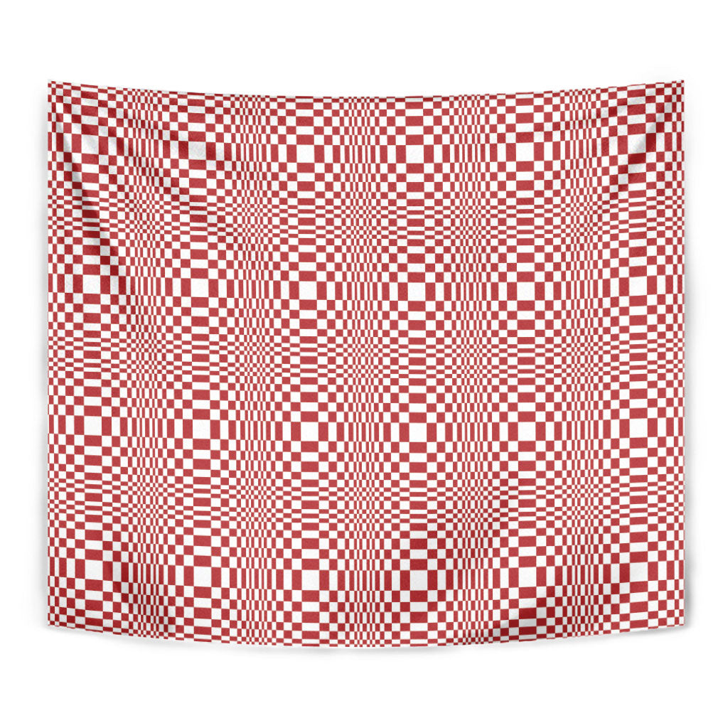 Red White Filipino Binakol Motifs Tapestry Mabuhay Philippines Festival Kusikus Pattern