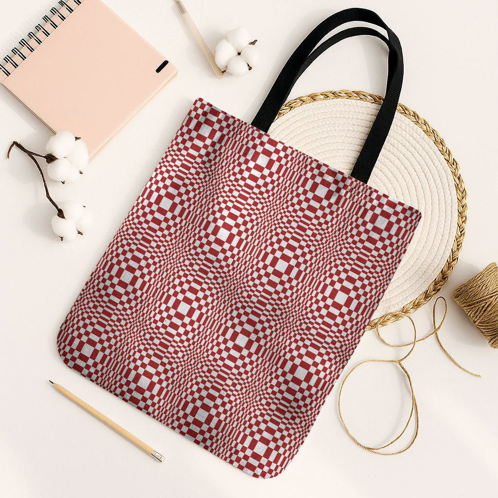 Red White Filipino Binakol Motifs Tote Bag Mabuhay Philippines Festival Kusikus Pattern