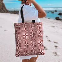 Red White Filipino Binakol Motifs Tote Bag Mabuhay Philippines Festival Kusikus Pattern