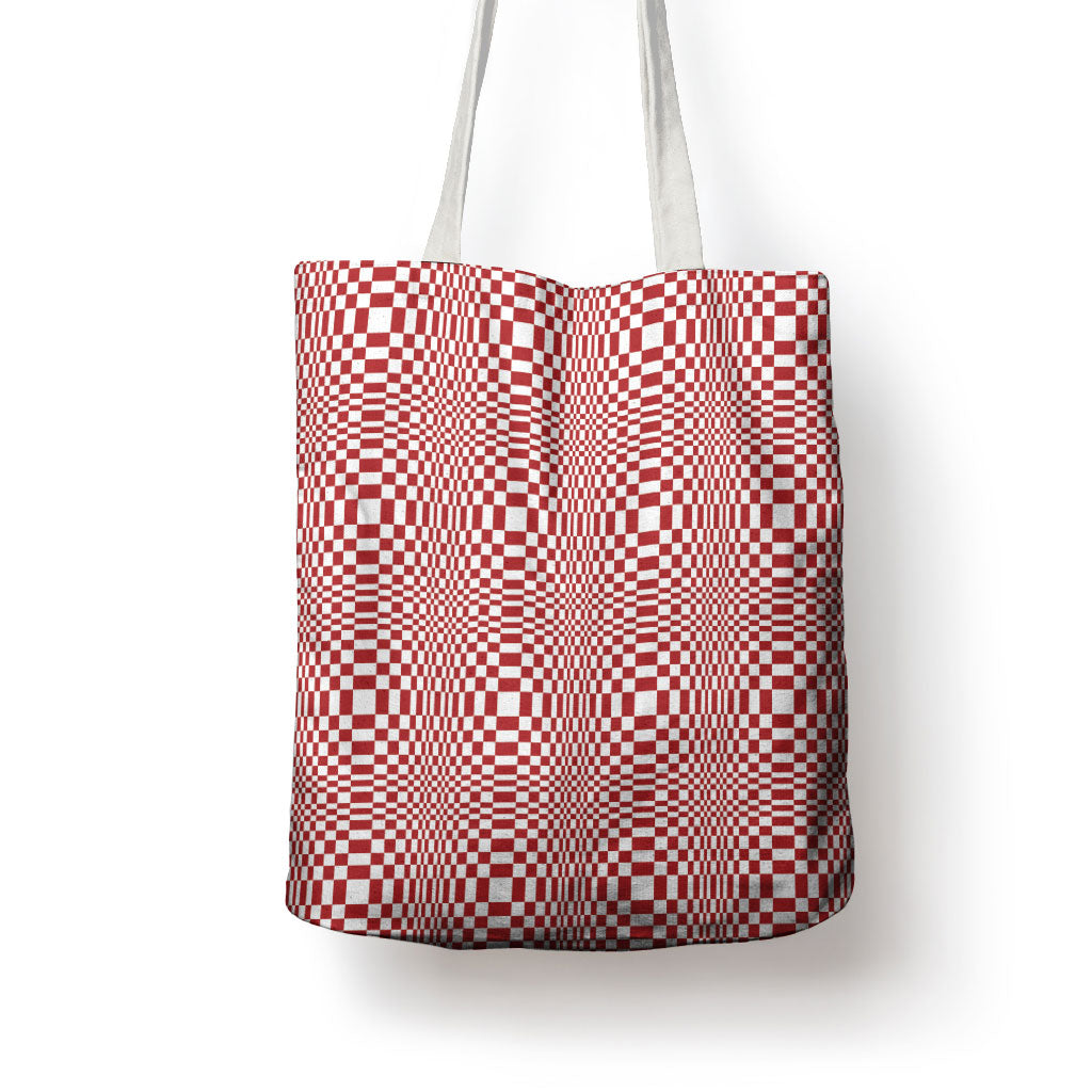 Red White Filipino Binakol Motifs Tote Bag Mabuhay Philippines Festival Kusikus Pattern