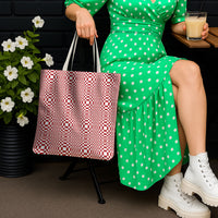 Red White Filipino Binakol Motifs Tote Bag Mabuhay Philippines Festival Kusikus Pattern