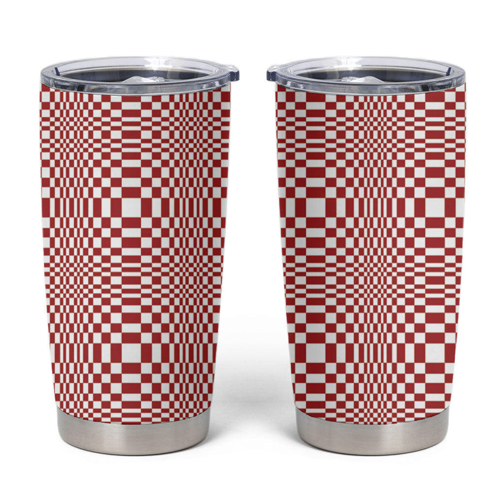 Red White Filipino Binakol Motifs Tumbler Cup Mabuhay Philippines Festival Kusikus Pattern