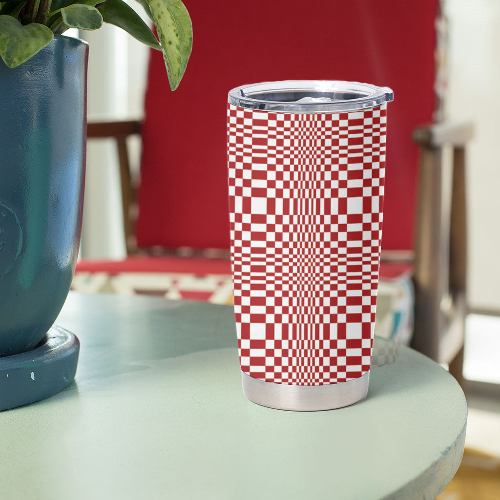 Red White Filipino Binakol Motifs Tumbler Cup Mabuhay Philippines Festival Kusikus Pattern