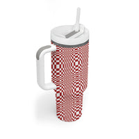 Red White Filipino Binakol Motifs Tumbler With Handle Mabuhay Philippines Festival Kusikus Pattern