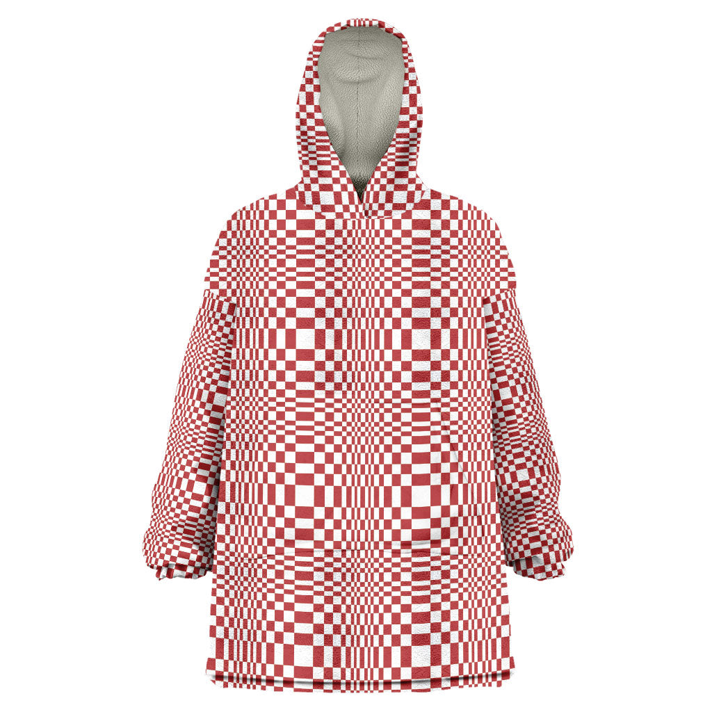 Red White Filipino Binakol Motifs Wearable Blanket Hoodie Mabuhay Philippines Festival Kusikus Pattern