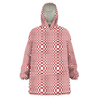 Red White Filipino Binakol Motifs Wearable Blanket Hoodie Mabuhay Philippines Festival Kusikus Pattern
