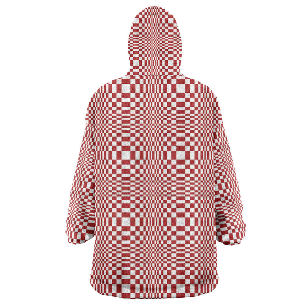 Red White Filipino Binakol Motifs Wearable Blanket Hoodie Mabuhay Philippines Festival Kusikus Pattern