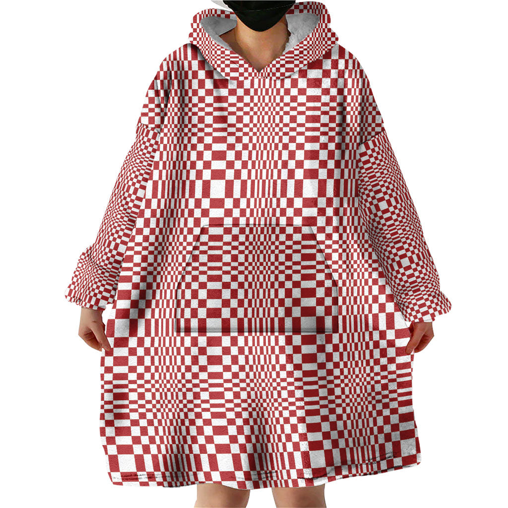 Red White Filipino Binakol Motifs Wearable Blanket Hoodie Mabuhay Philippines Festival Kusikus Pattern