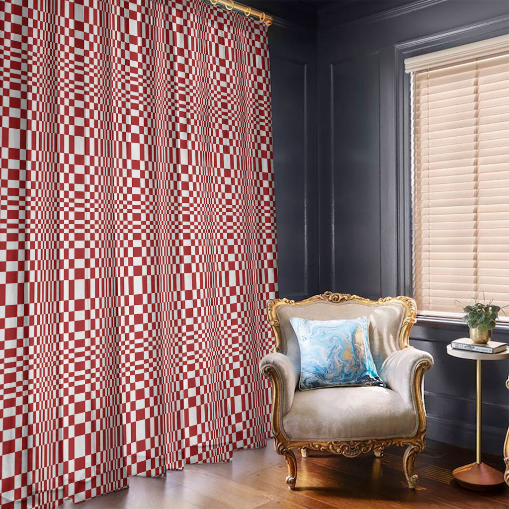 Red White Filipino Binakol Motifs Window Curtain Mabuhay Philippines Festival Kusikus Pattern