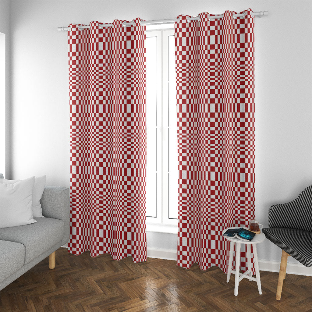 Red White Filipino Binakol Motifs Window Curtain Mabuhay Philippines Festival Kusikus Pattern