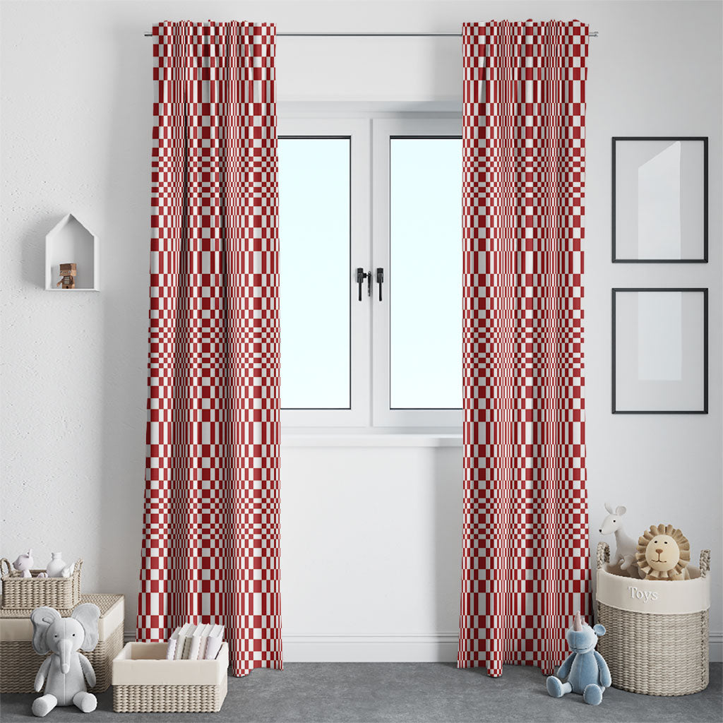Red White Filipino Binakol Motifs Window Curtain Mabuhay Philippines Festival Kusikus Pattern