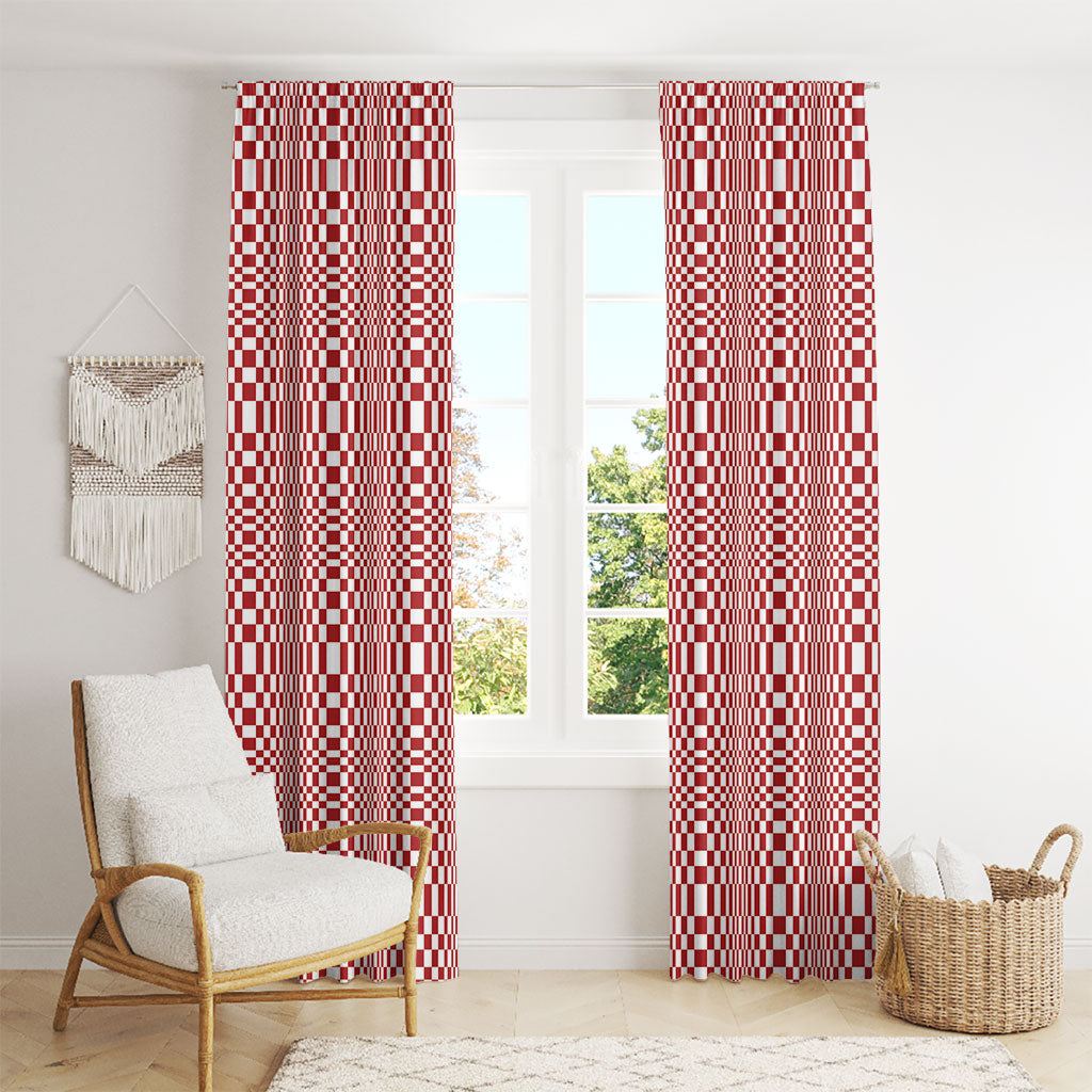 Red White Filipino Binakol Motifs Window Curtain Mabuhay Philippines Festival Kusikus Pattern