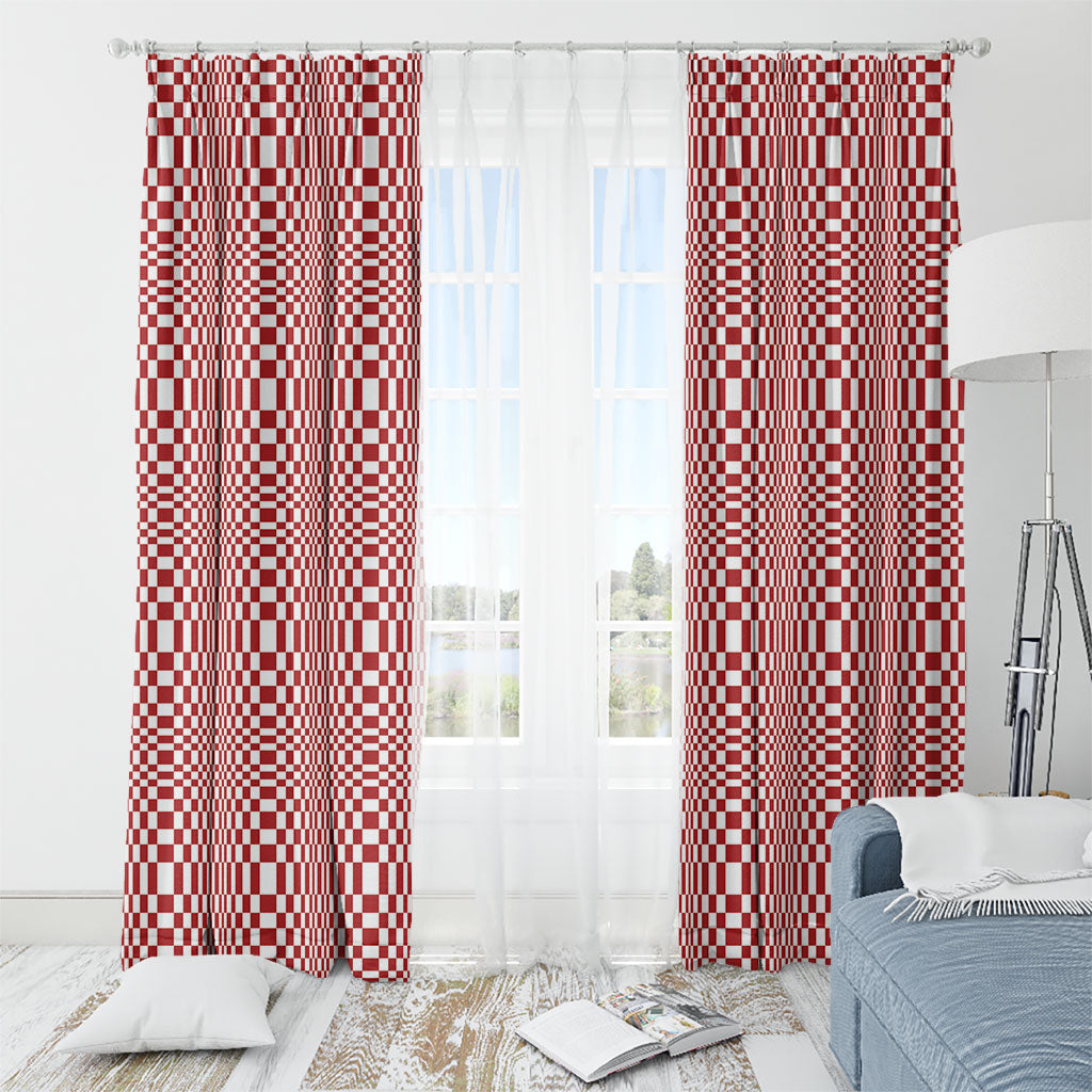 Red White Filipino Binakol Motifs Window Curtain Mabuhay Philippines Festival Kusikus Pattern