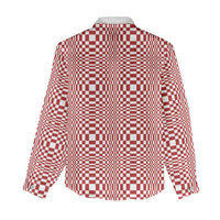 Red White Filipino Binakol Motifs Women Casual Shirt Mabuhay Philippines Festival Kusikus Pattern