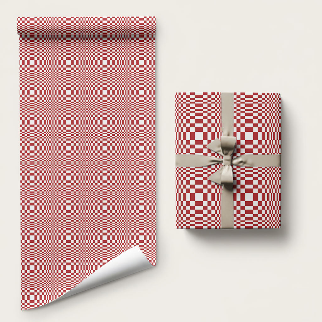 Red White Filipino Binakol Motifs Wrapping Paper Mabuhay Philippines Festival Kusikus Pattern